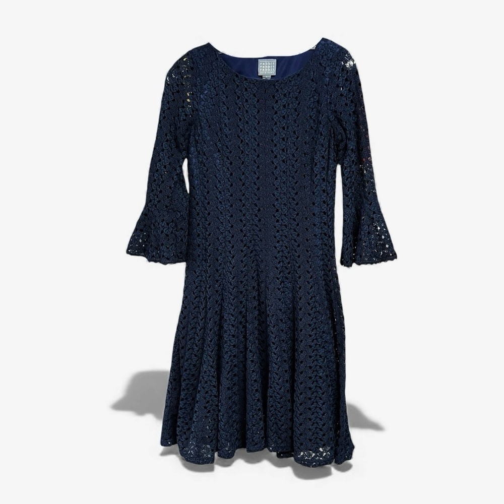 🌻Rabbit Rabbit Rabbit (Roller Rabbit) Navy Lace Fit & Flare Dress | Size 4 - Picture 3 of 7